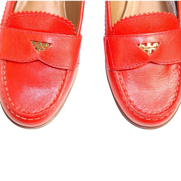 Tory Burch Penny Crimson Red Coin Accent Leather Loafers Size 5.5 - Picture 8 of 12